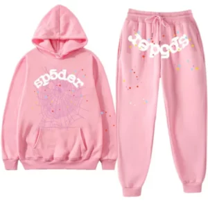 Pink Classic Flame Logo Sp5der Tracksuit